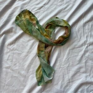 Elegant Green and Brown Women's Scarf Chiffon Fabric